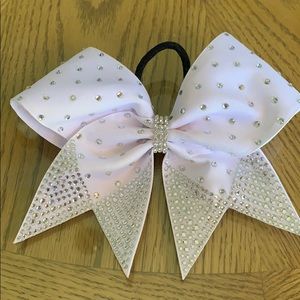 White Cheer Bow With Rhinestones